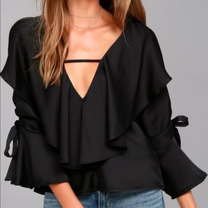 Fancy flair black long sleeve top